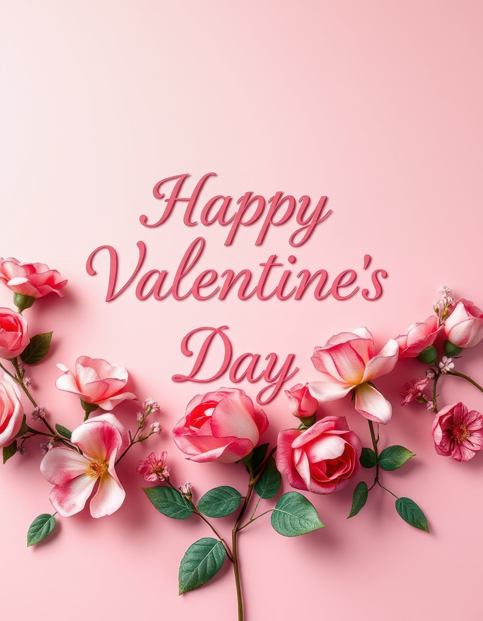 Celebrate love and joy with beautiful pink roses for Valentine's Day on a stylish pink background